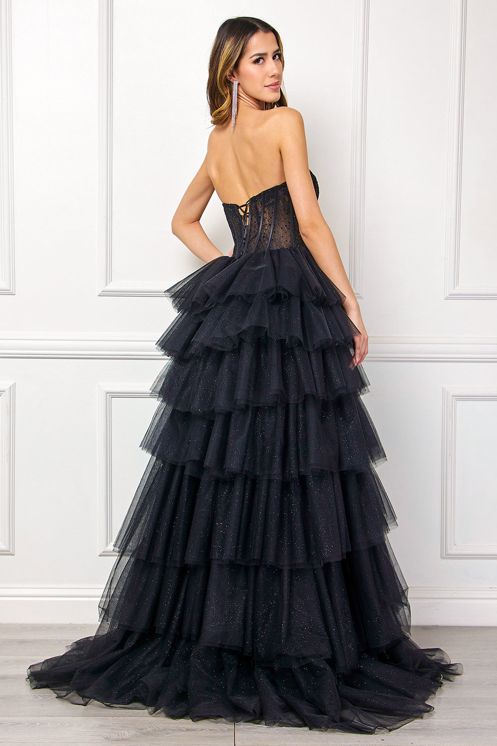 Strapless Ceremonial Beaded Ball Gown w/ Sweetheart Neckline & Ruffled Skirt