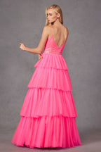 Sequins Embellished Prom Ball Gown w/ Voluminous Skirt & Iridescent Effect