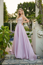 Off-Shoulder Floral Beaded Ball Gown