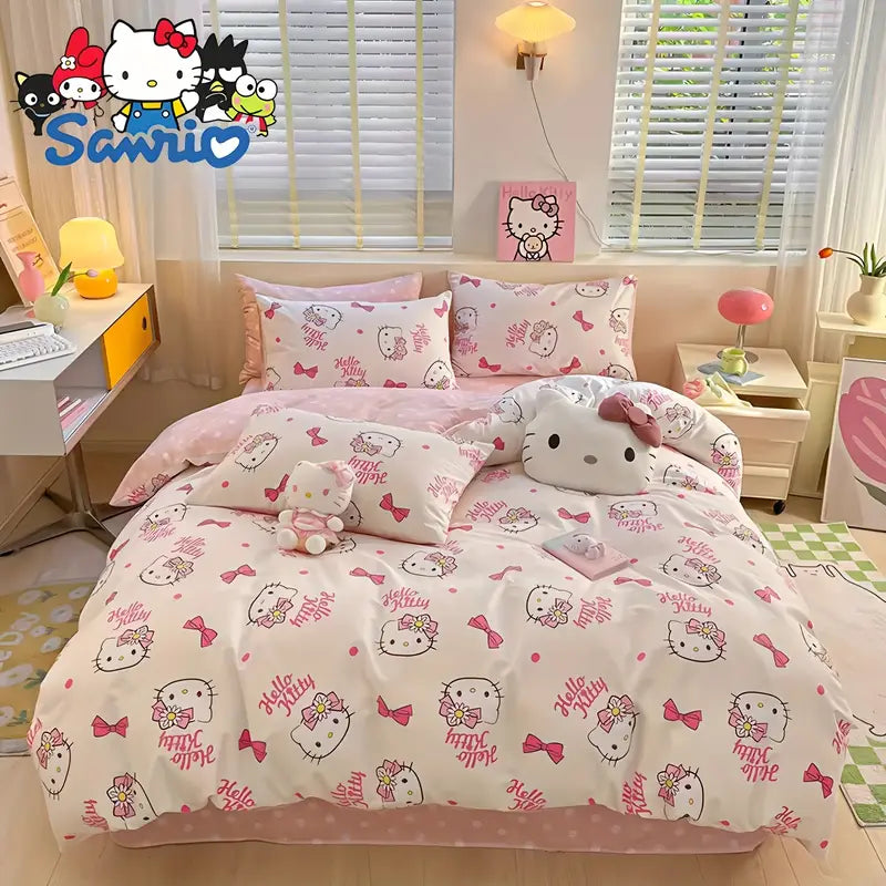 Komplet pościeli Sanrio Hello Kitty Różowy Komplet Czteroczęściowy dla dziewczynki
