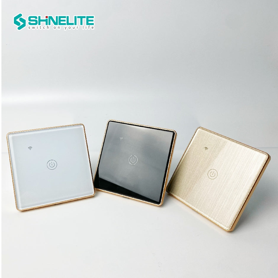 Inteligentny Włącznik Światła Zigbee WiFi Tuya Smart Life Alexa Google Home Dotykowy Szklany Panel Złota Ramka -PODWÓJNY