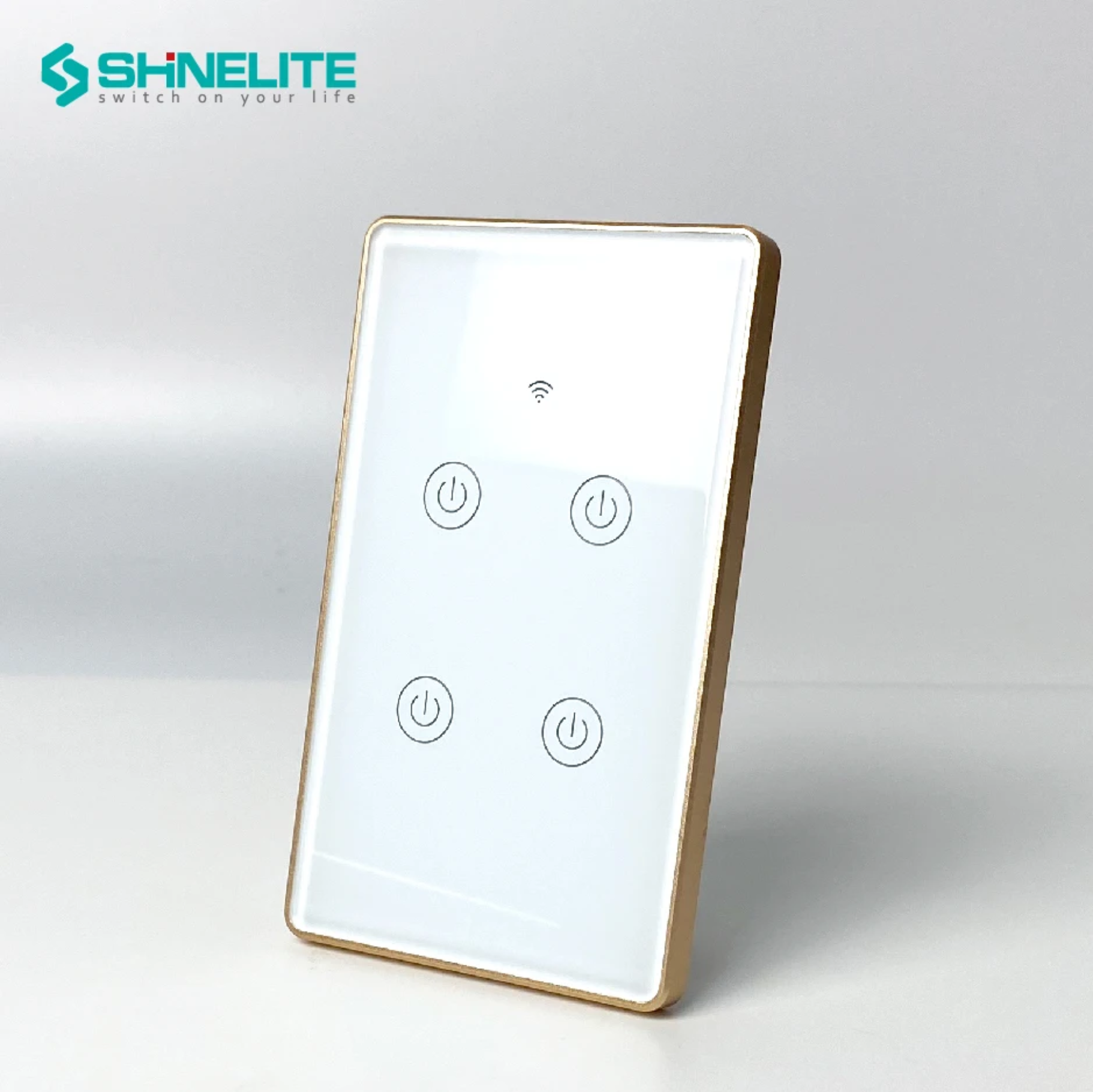 Inteligentny Włącznik Światła Zigbee WiFi Tuya Smart Life Alexa Google Home Dotykowy Szklany Panel Złota Ramka POCZWÓRNY