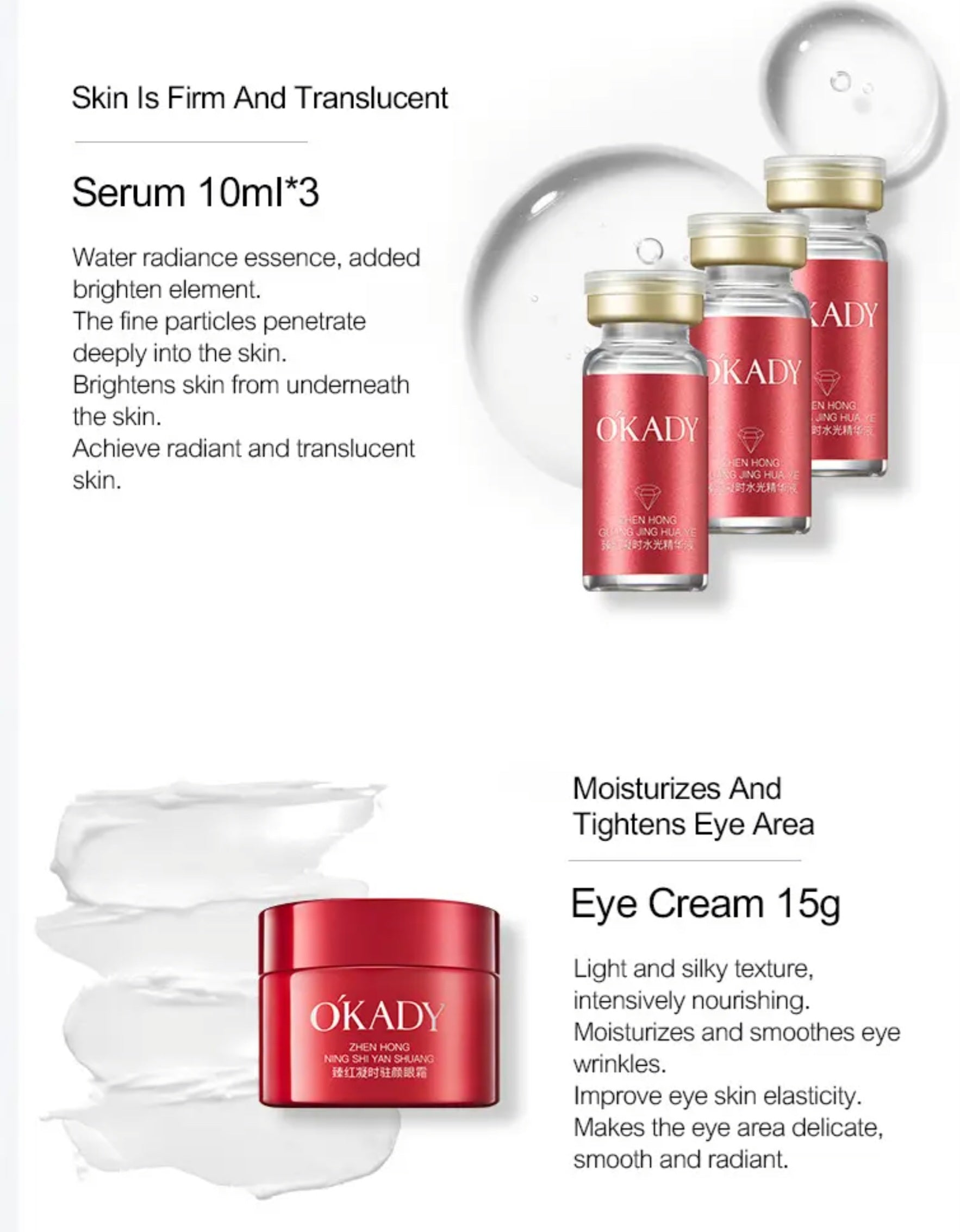 Zestaw na prezent OKADY Ruddy Anti-Aging Glow Skin Care Set – Kompleksowa pielęgnacja przeciwstarzeniowa z efektem rozświetlenia