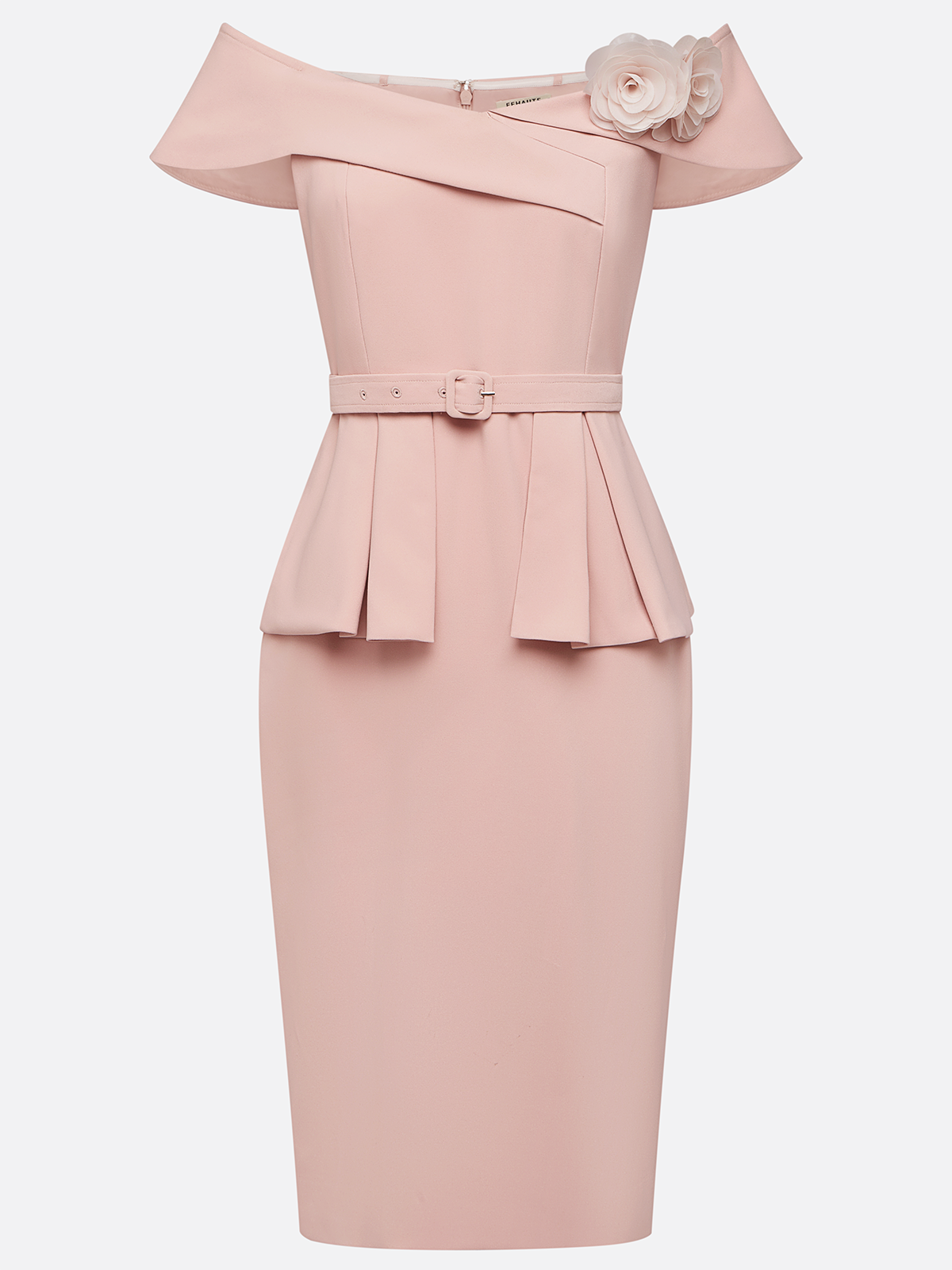SUKIENKA MIDI ELEGANCKA KWIATY 3D DEKOLT SERCE KRÓTKI RĘKAW KOKTAJLOWA