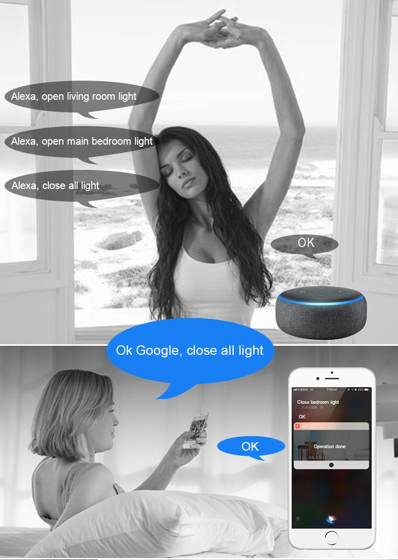 Inteligentny Włącznik Światła WiFi Zigbee Tuya Smart Life Alexa Google Home Dotykowy Szklany Panel