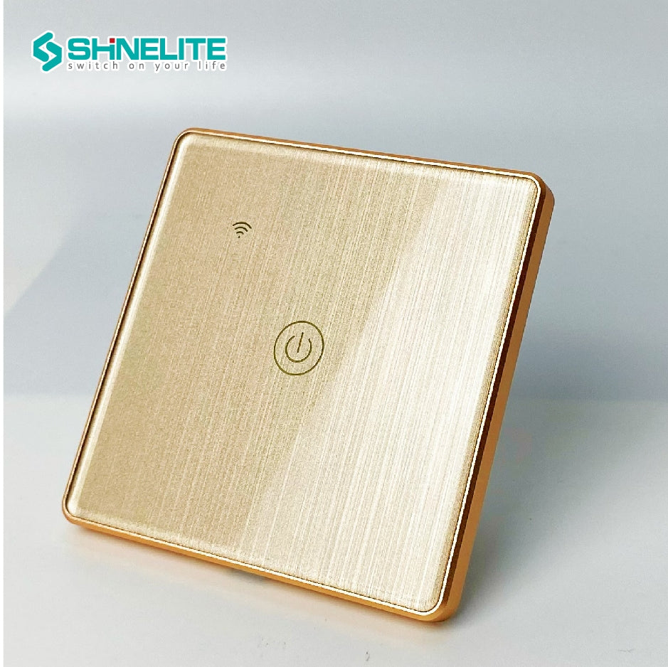 Inteligentny Włącznik Światła Zigbee WiFi Tuya Smart Life Alexa Google Home Dotykowy Szklany Panel Złota Ramka -PODWÓJNY