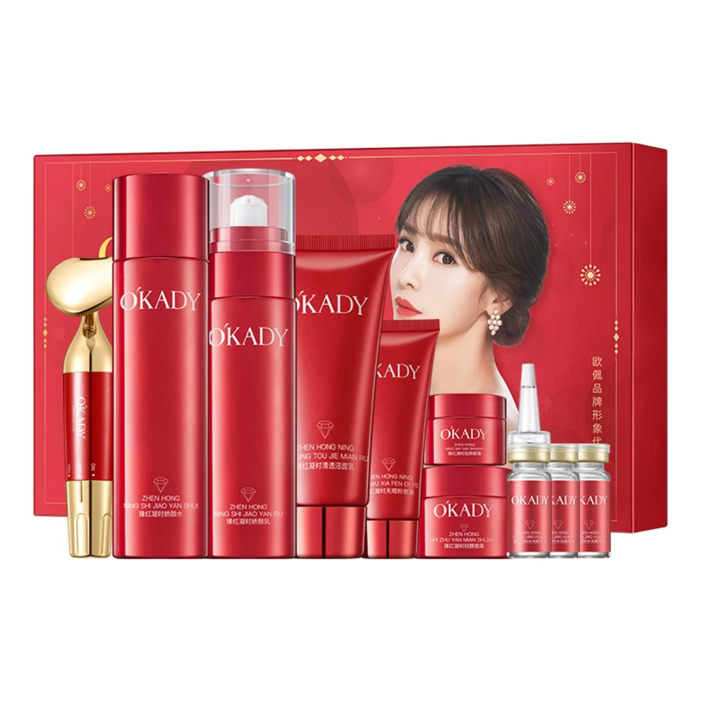Zestaw na prezent OKADY Ruddy Anti-Aging Glow Skin Care Set – Kompleksowa pielęgnacja przeciwstarzeniowa z efektem rozświetlenia