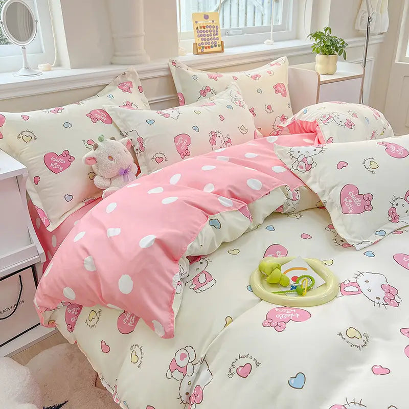 Komplet Pościeli Sanrio Hello Kitty – Miękka i Trwała dla dziewczynek
