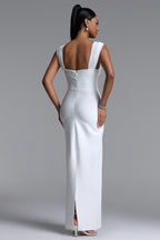 MAXI'S WHITE DRESS WITH CRYSTALS AND WRINKLES
