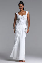 MAXI'S WHITE DRESS WITH CRYSTALS AND WRINKLES