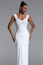 MAXI'S WHITE DRESS WITH CRYSTALS AND WRINKLES