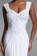 MAXI'S WHITE DRESS WITH CRYSTALS AND WRINKLES