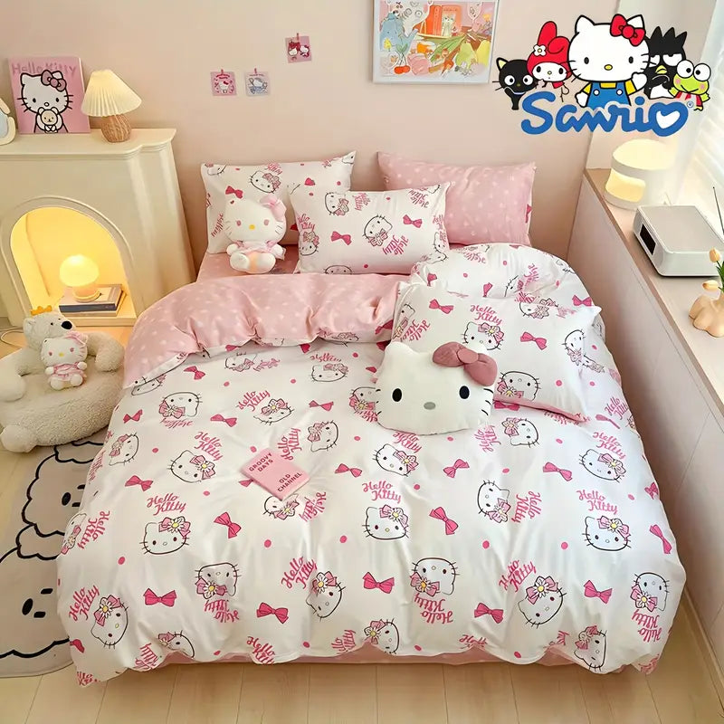 Komplet pościeli Sanrio Hello Kitty Różowy Komplet Czteroczęściowy dla dziewczynki