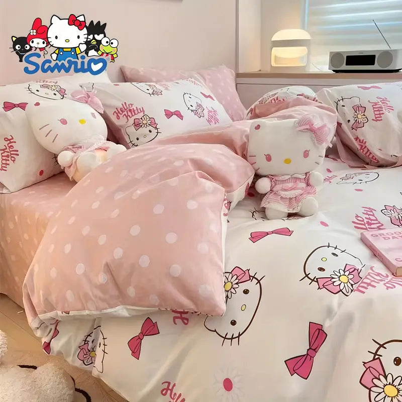 Komplet pościeli Sanrio Hello Kitty Różowy Komplet Czteroczęściowy dla dziewczynki