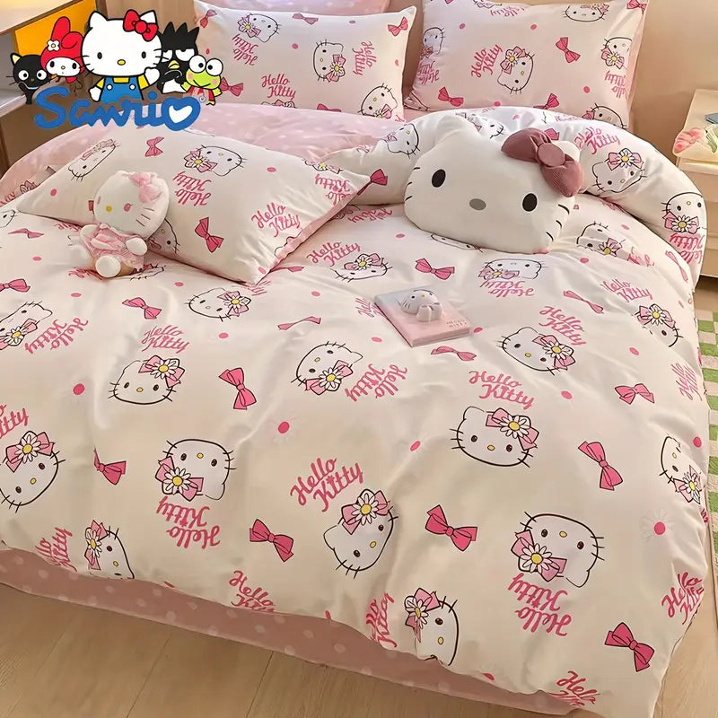 Komplet pościeli Sanrio Hello Kitty Różowy Komplet Czteroczęściowy dla dziewczynki