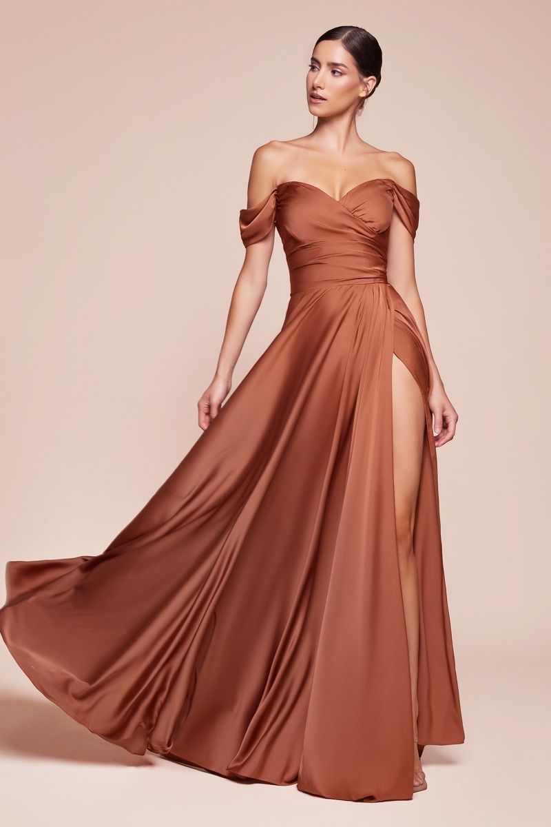 A-Line Satin Off The Shoulder Dress