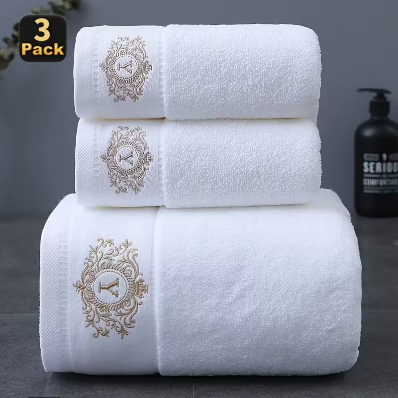 Zestaw Ręczników Bawełnianych 3-częściowy z Haftem PREMIUM