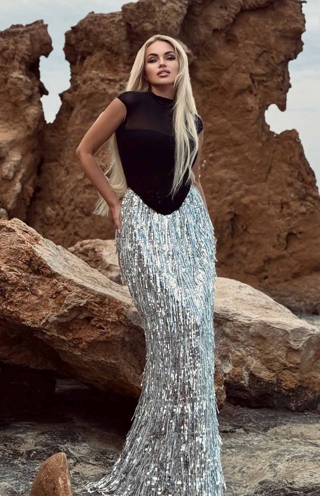 Auza Corset Top Silver Fringe Skirt Dress