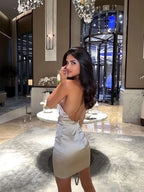 Elegant Spaghetti Strap Midi Dress – Luminous Allure Summer Dress