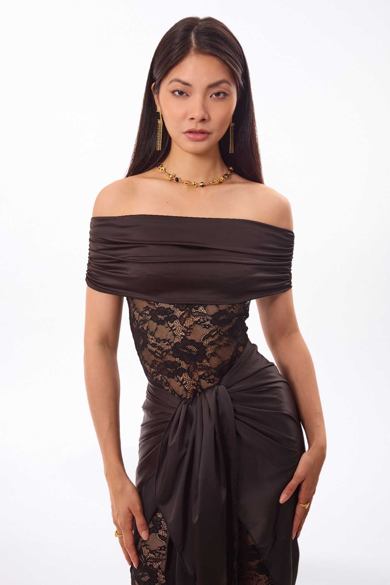 Lace Off-shoulder Maxi Dress