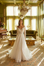 Wedding Dress with an A-line silhouette and a V-neck