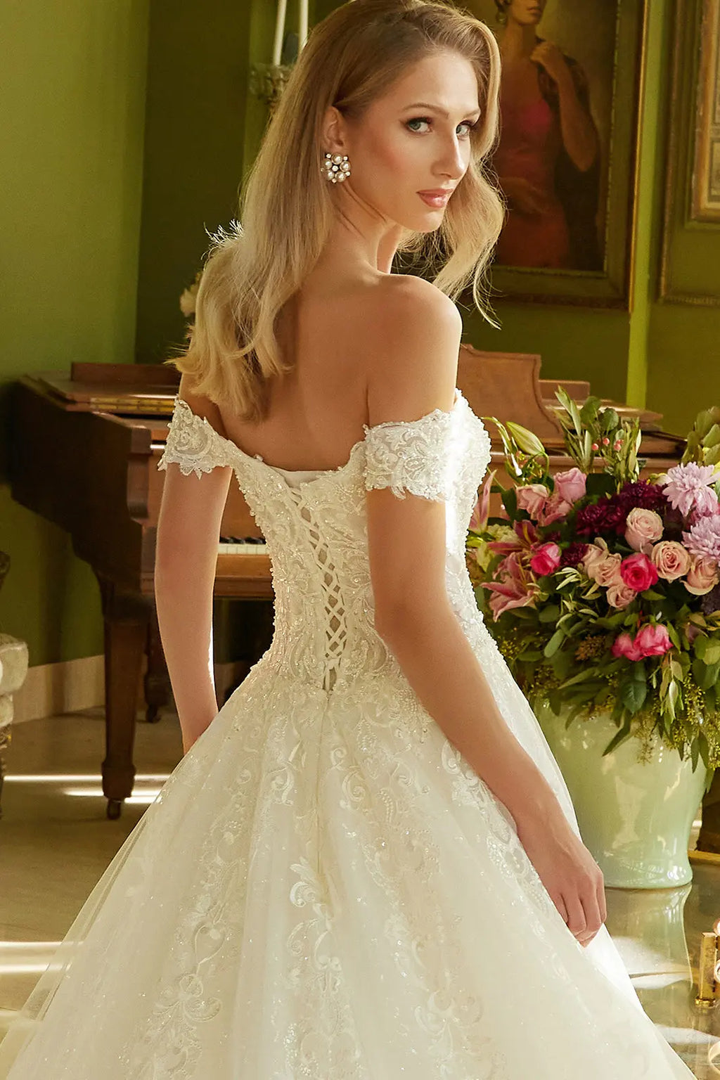 A-Line Silhouette, Sweetheart Neckline, Off-Shoulder, Embroidery Beads And Sequins
