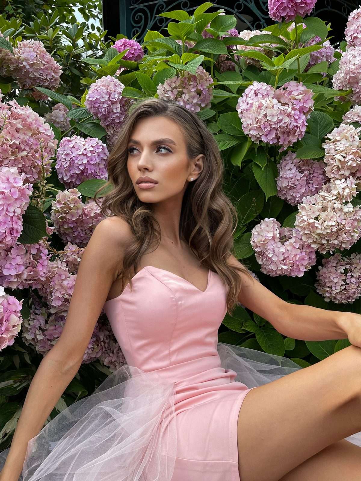 Short Mini Party Dress with Tulle Train