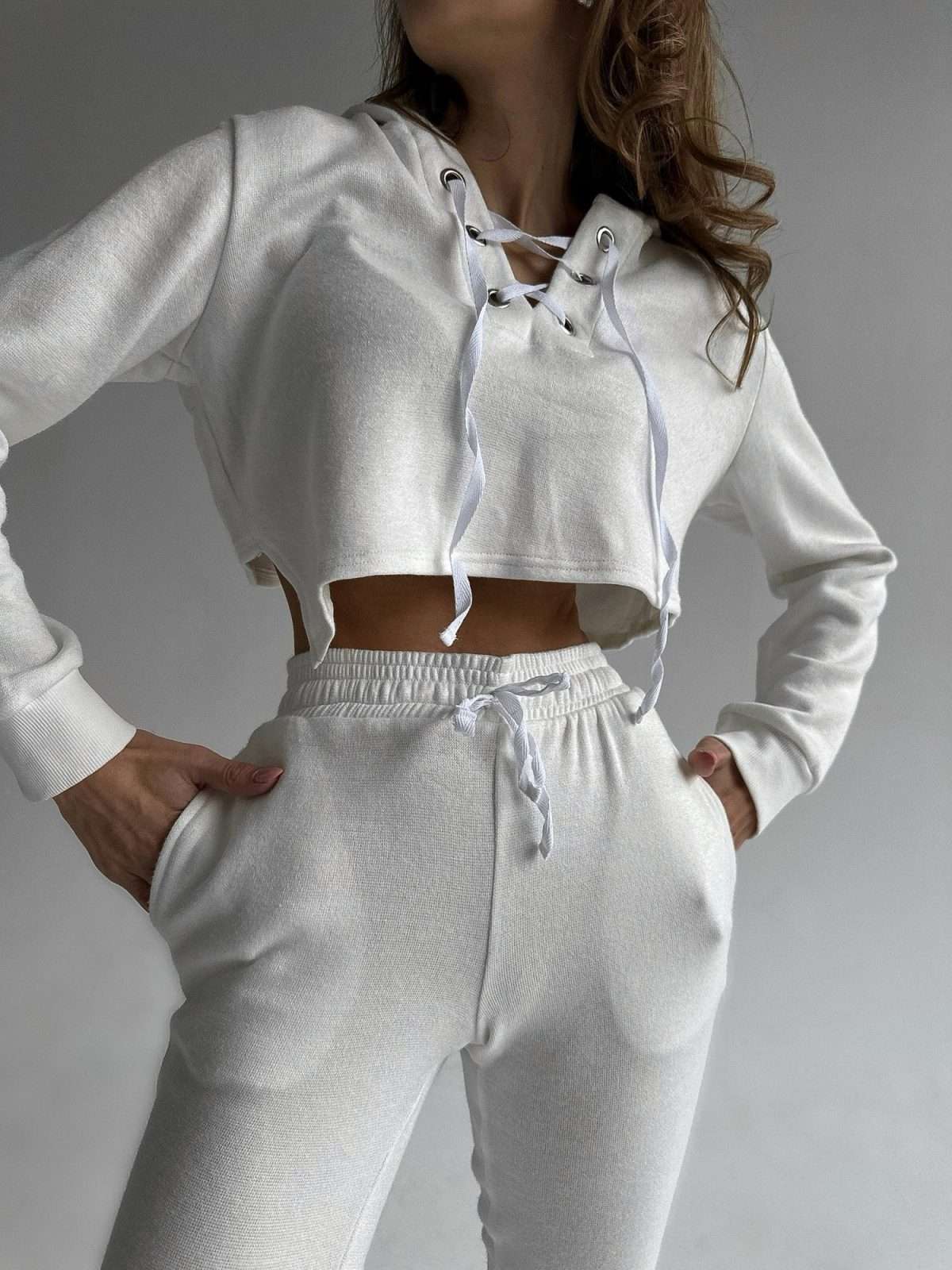 Urban Chic Asymmetrical Set with Crop Top and High Waisted Pants