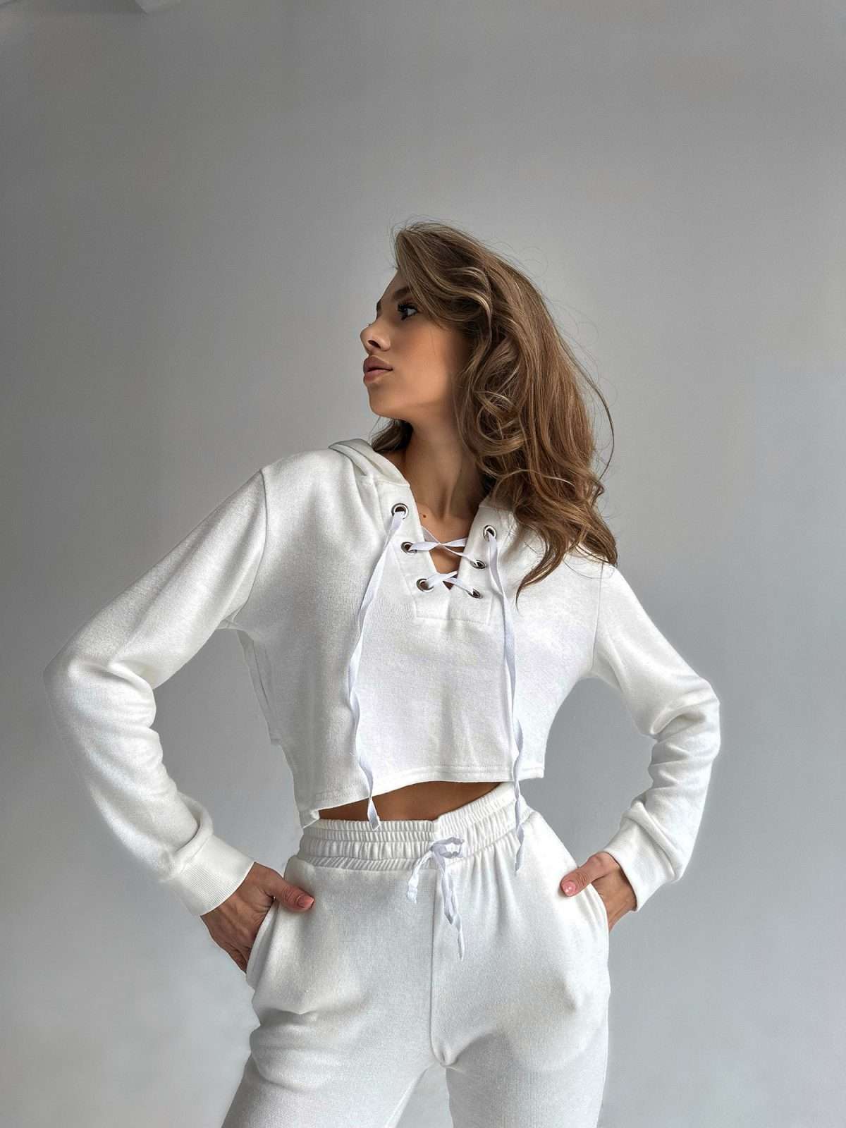 Urban Chic Asymmetrical Set with Crop Top and High Waisted Pants