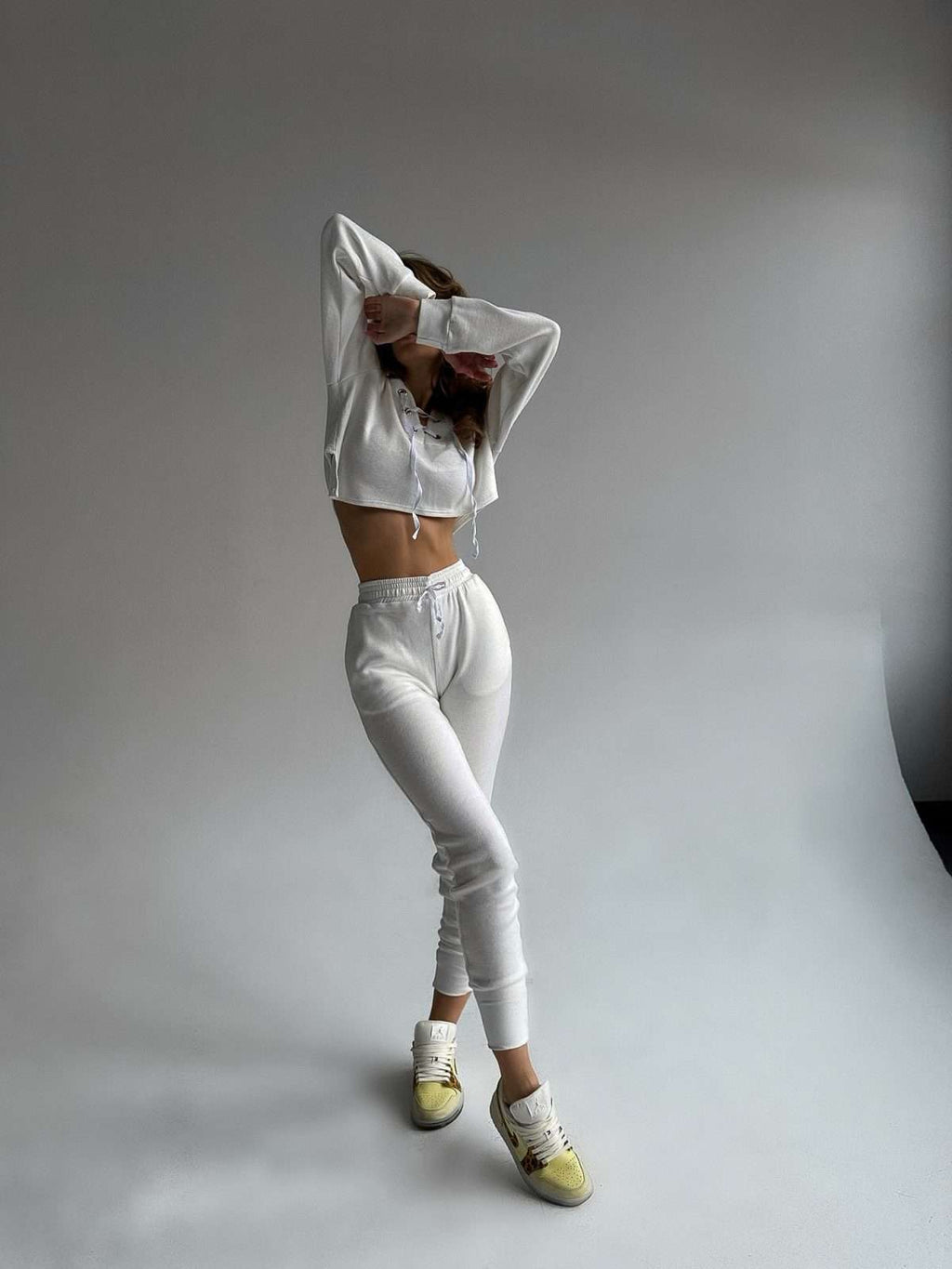 Urban Chic Asymmetrical Set with Crop Top and High Waisted Pants