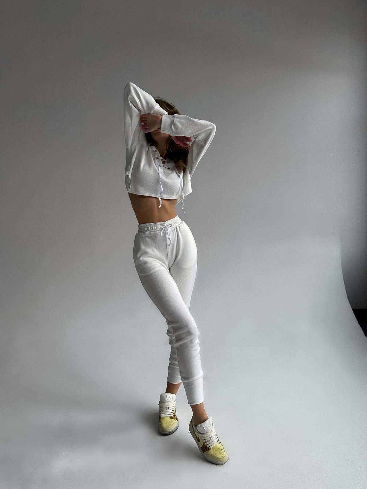 Urban Chic Asymmetrical Set with Crop Top and High Waisted Pants