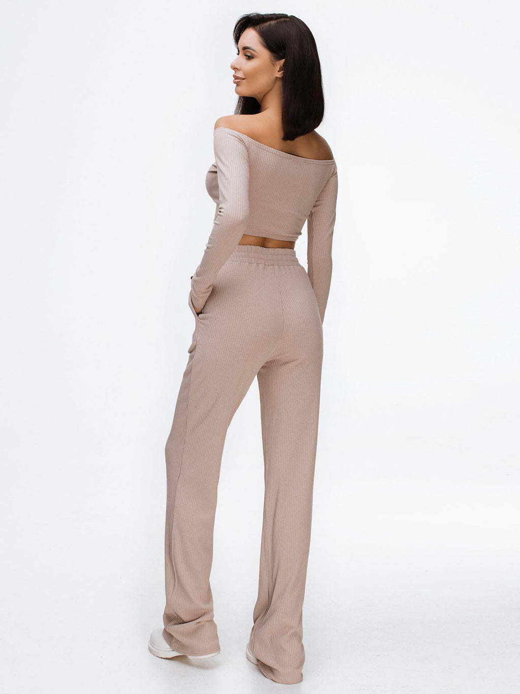 Off-Shoulder Crop Top & Pants Set – Two-Piece Lounge Outfit | GLOWSYOU-13