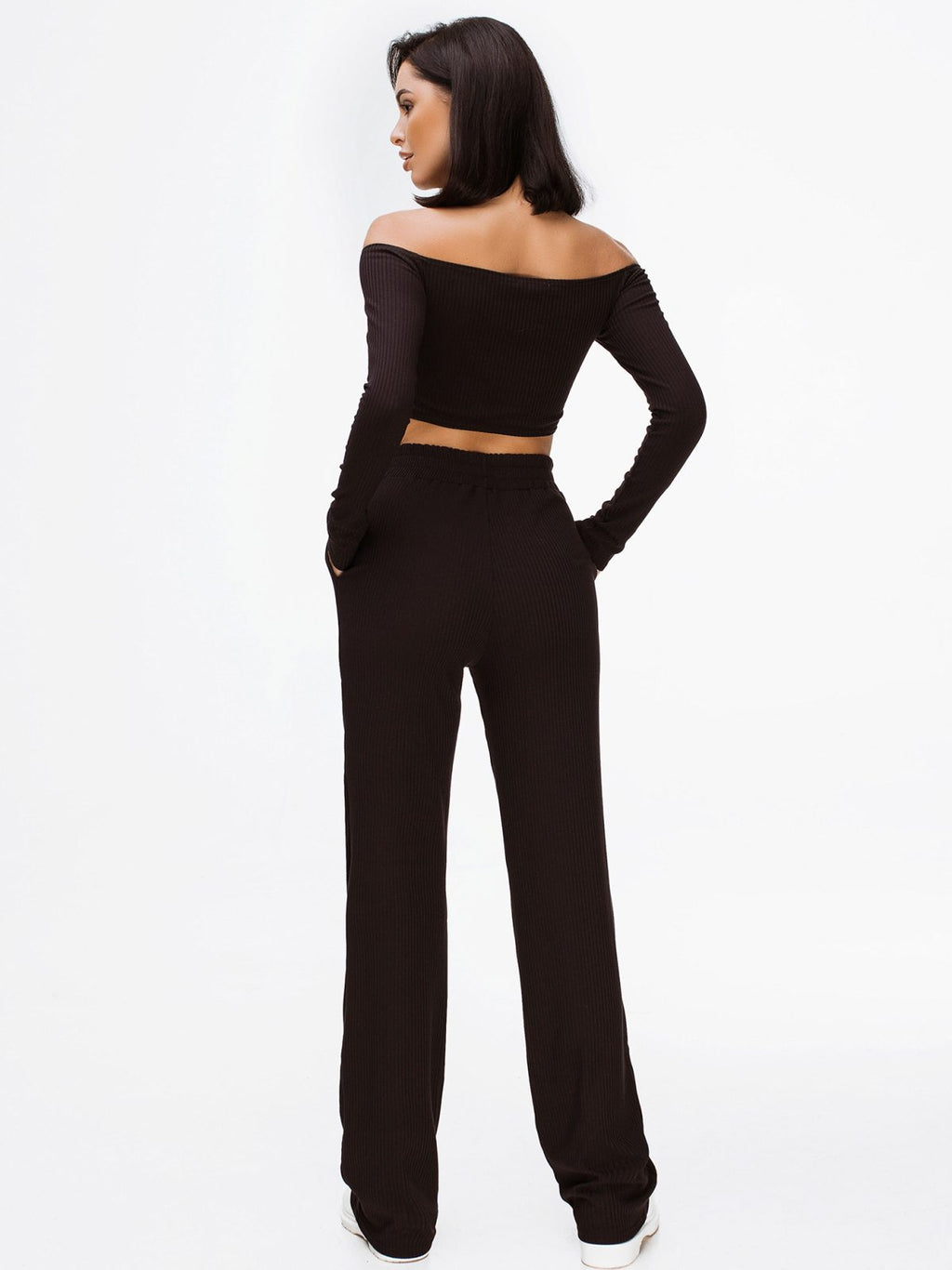 Off-Shoulder Crop Top & Pants Set – Two-Piece Lounge Outfit | GLOWSYOU-10