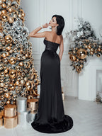 Asymmetrical Black Maxi Dress, Elegance Couture Dress