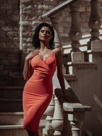 Slip V Neck Super Feminine Midi Dress