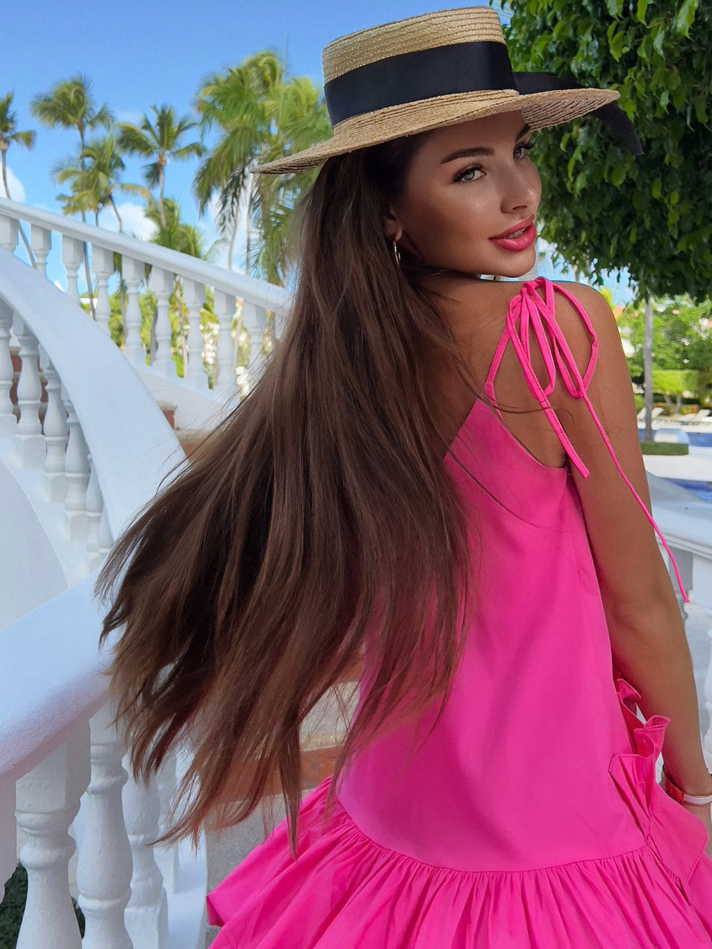 Pink Cotton Summer Dress – Casual Spaghetti Strap Holiday Dress | GLOWSYOU