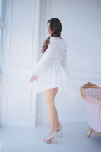 White Bohemian Airy Dress With Long Sleeves.
