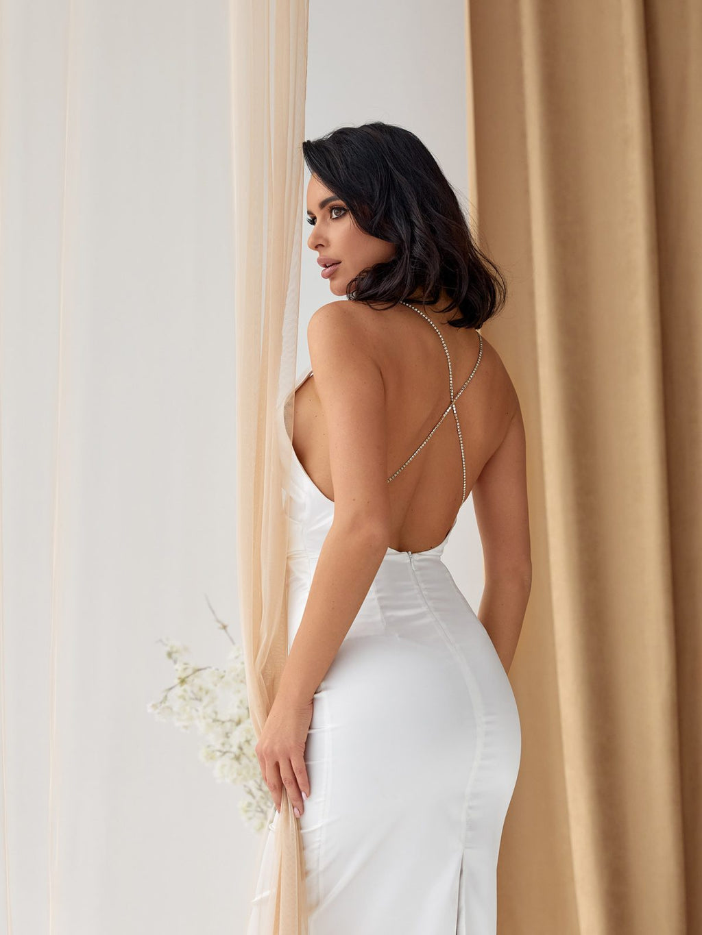 Slip V Neck Super Feminine Midi Dress