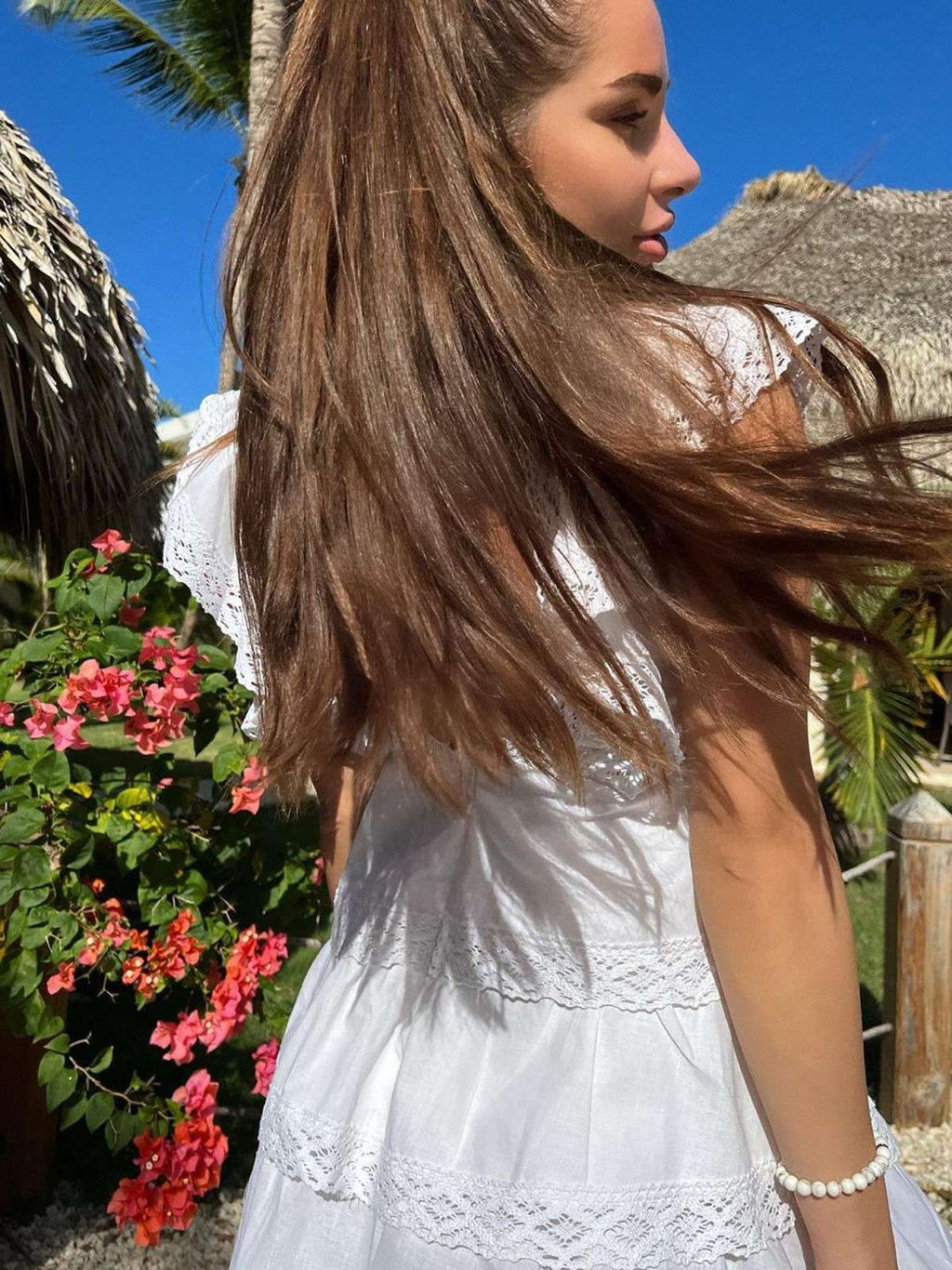 Ruffled White Mini Dress