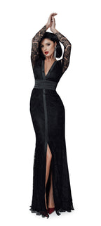 Formal Lace & Silk Maxi Dress in White, Black, pink | Elegant Romantic Evening wear