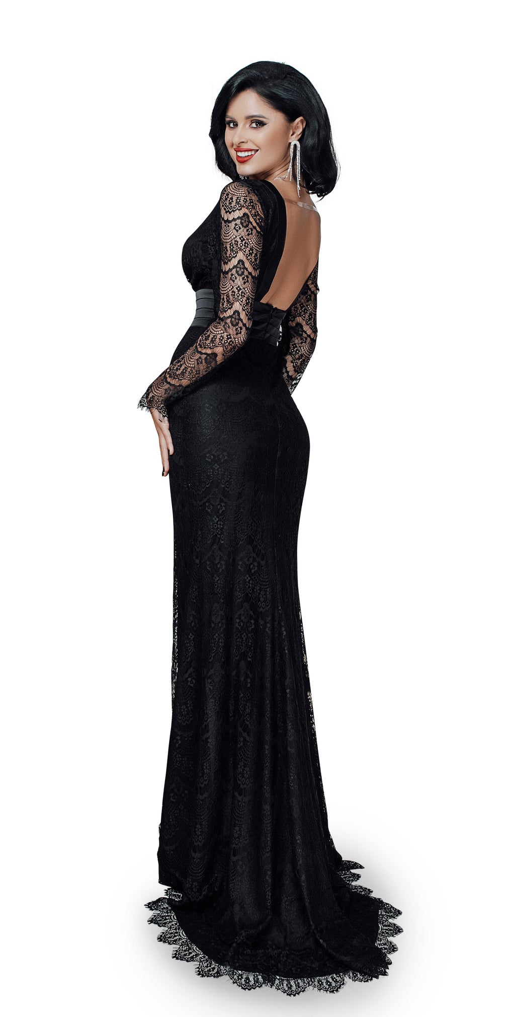Formal Lace & Silk Maxi Dress in White, Black, pink | Elegant Romantic Evening wear