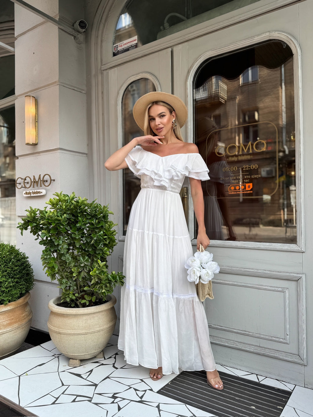 Boho, Maxi, Bridal, Natural Fabric, Off Shoulder, Custom Made, White, Summer, Sustainable