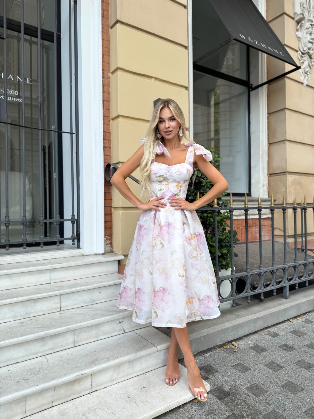 white floral corset dress