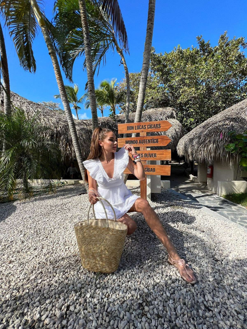 Ruffled White Mini Dress