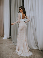 Formal Lace & Silk Maxi Dress in White, Black, pink | Elegant Romantic Evening wear
