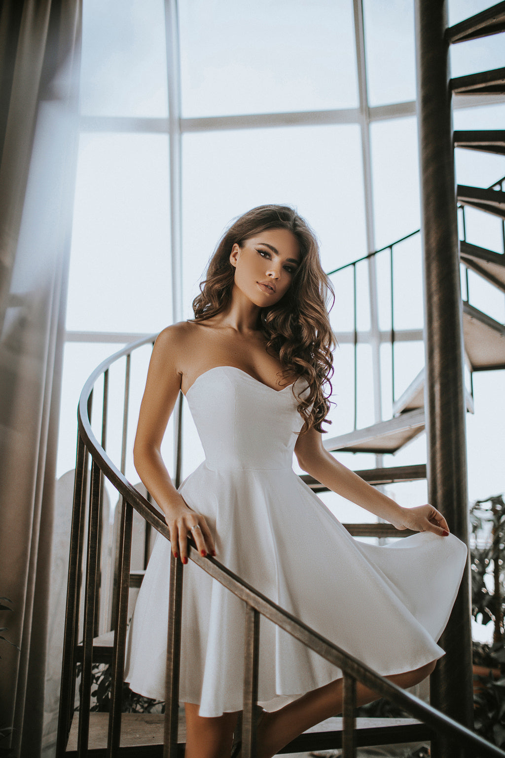 white-corset-mini-dress-wedding-reception-front