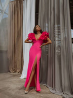 Ruffle Elegance Mermaid Maxi Dress With Open Back