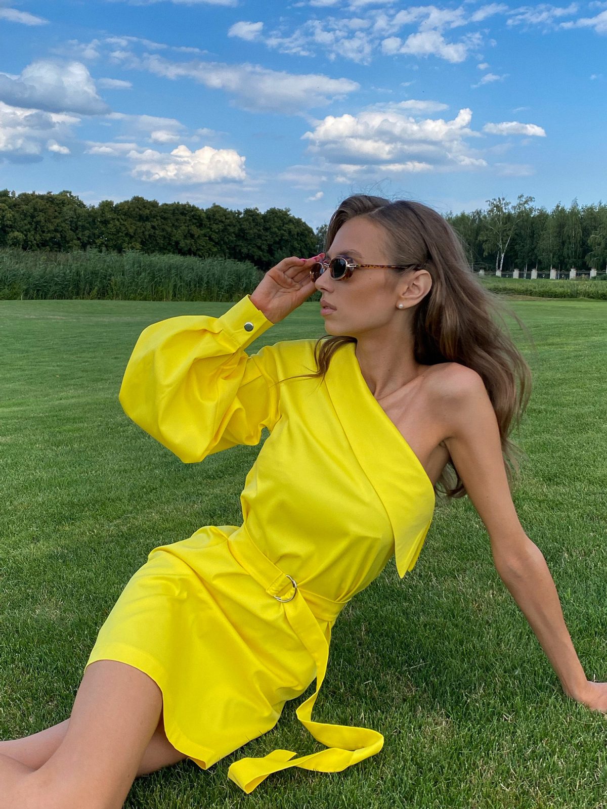 Sunlight Muse – Trendy Yellow, Black One-Shoulder Dress | Wedding Guest & Vacation Style