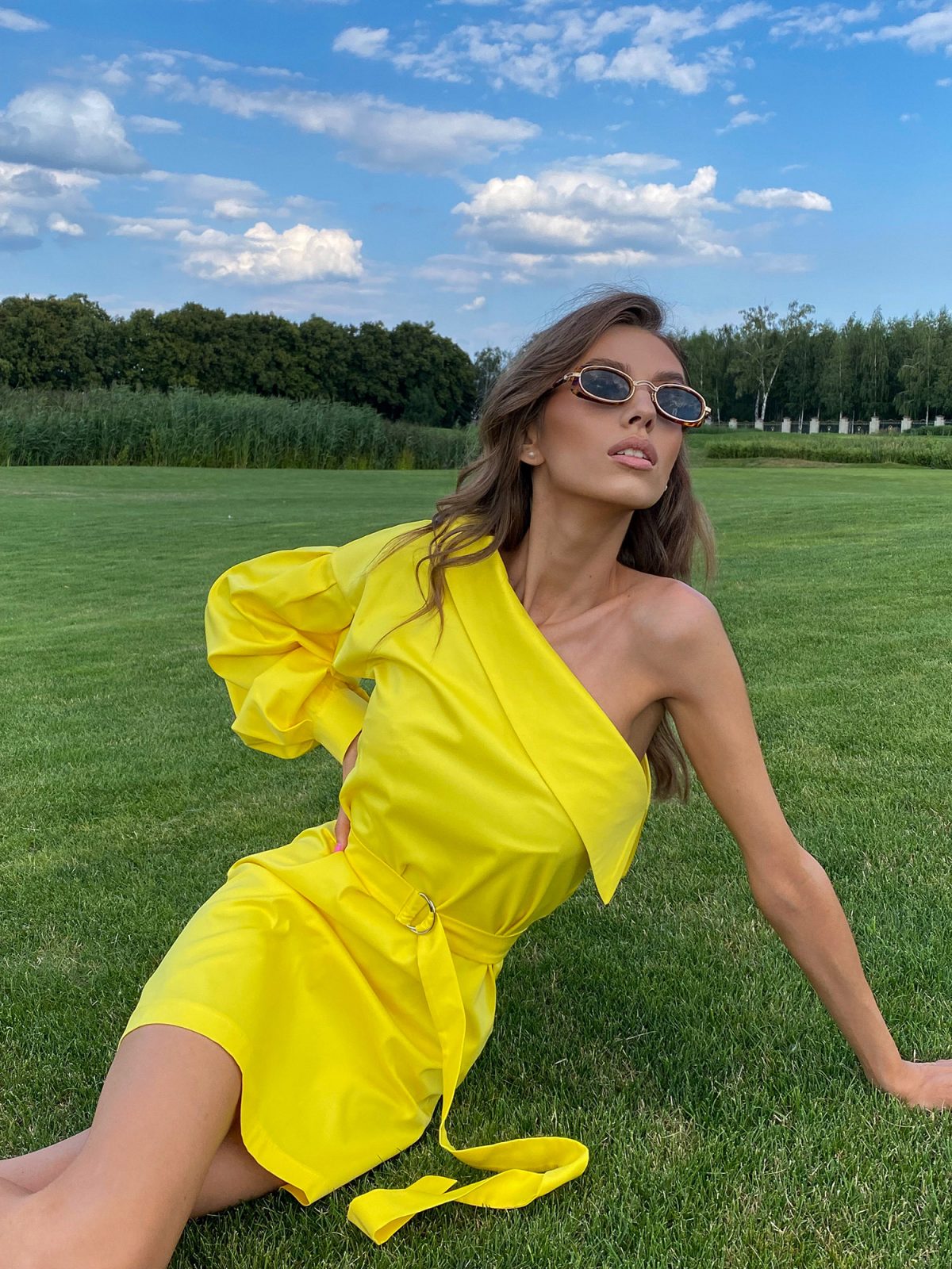 Sunlight Muse – Trendy Yellow, Black One-Shoulder Dress | Wedding Guest & Vacation Style