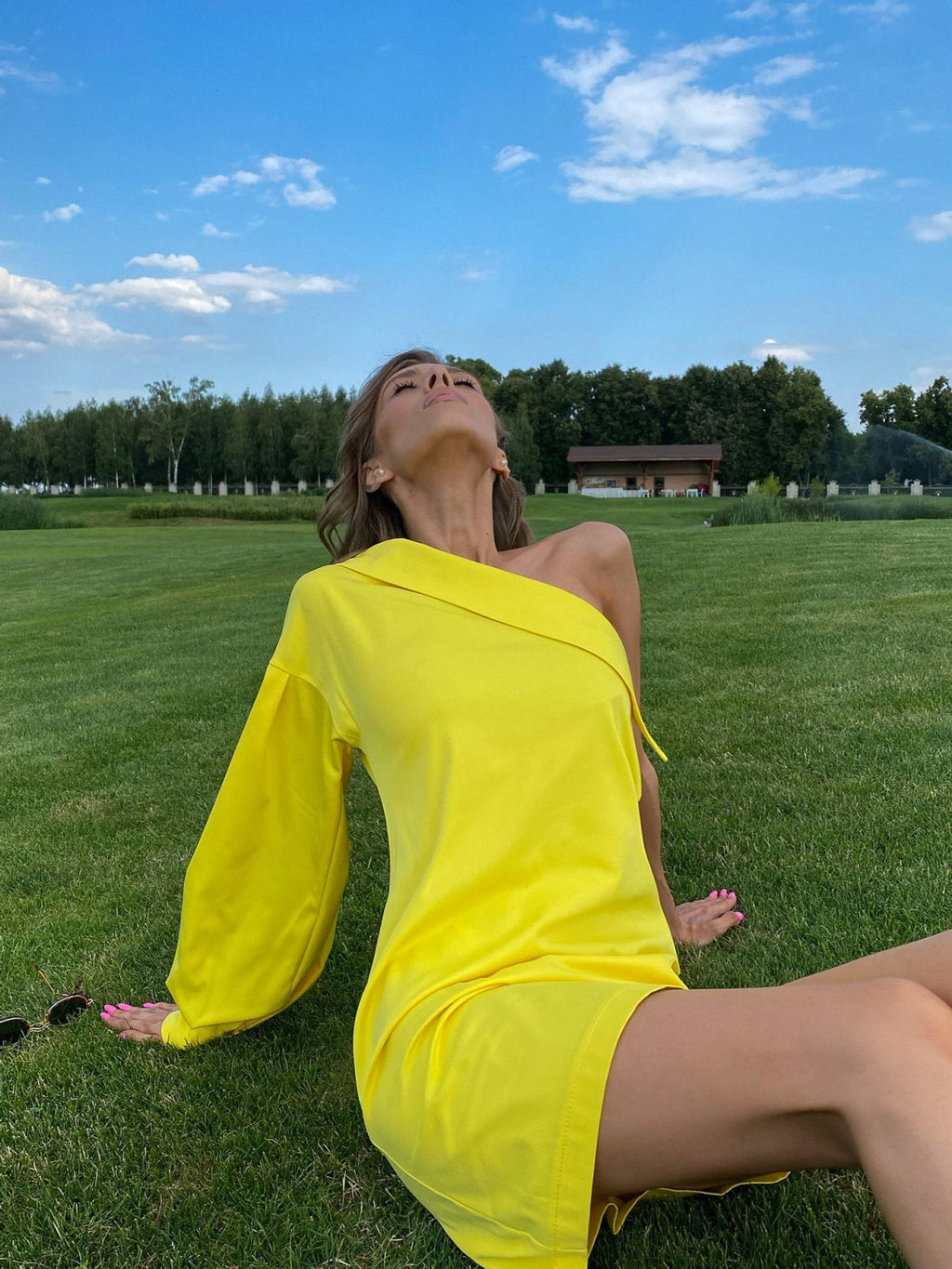 Sunlight Muse – Trendy Yellow, Black One-Shoulder Dress | Wedding Guest & Vacation Style